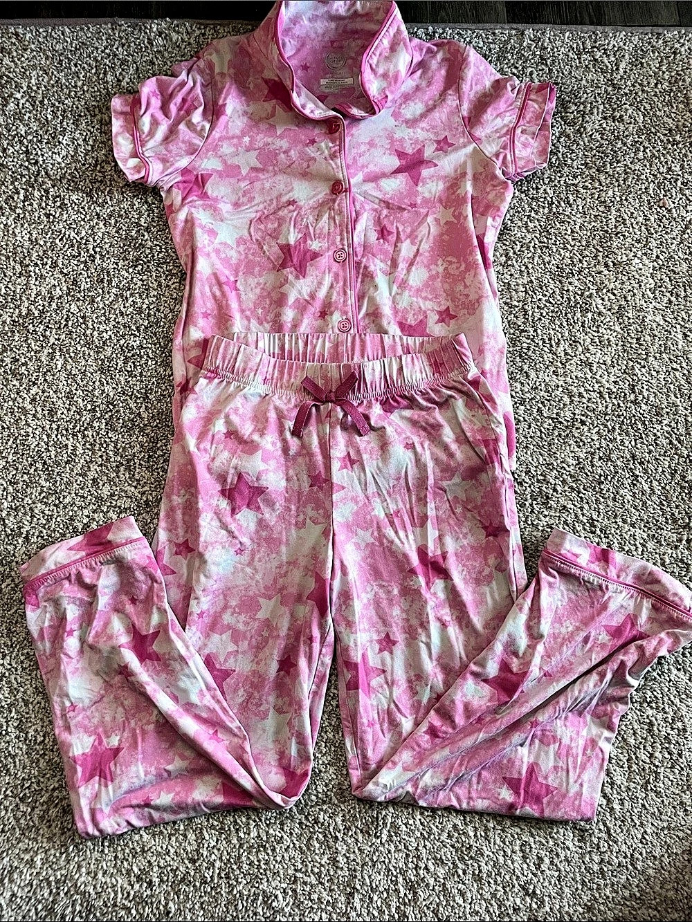 Wonder Nation Girls Pajama Set in Pink & White Size Medium (7-8) Like New